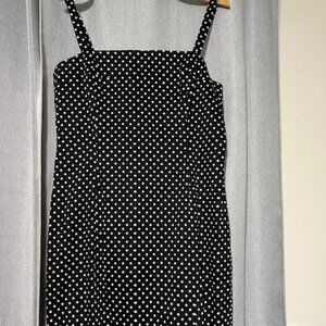 Tahari black dress with white polka dots with Tahari White jacket